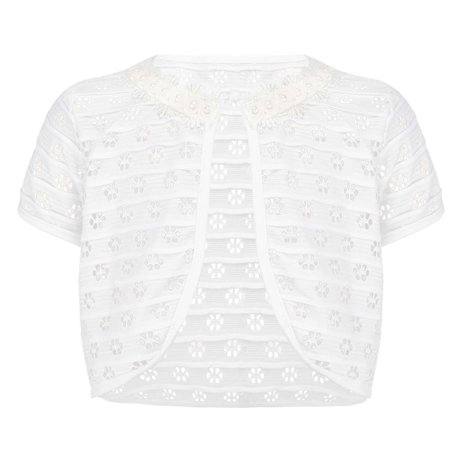 MSemis Little Girls Bolero Cardigan Shrug Pearl Beads Solid Color Top