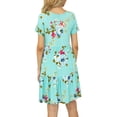 thumbnail image 2 of CALIPESSA Womens Summer Tiered Layer Green Floral Print Short Dress Casual Swing Flowy Short Sleeve Ruffle Tunic Dresses, 2 of 5