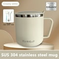 thumbnail image 3 of Arcticwind 14oz Mark Cup,Coffee Mug,304 Stainless Steel,Travel Cup,Mark Cup,Tumbler Cups,Double Wall Insulated Vacuum,with Handle,Lid,Straw,Spoon and Cup Brush,Thermal Cup for Home and Office,Beige, 3 of 13