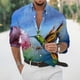 thumbnail image 2 of Camisas casuales holgadas con estampado de pájaros de manga larga para hombres y mujeres, blusas de calle de gran tamaño para uso diario, camisetas vintage de manga larga con solapa, 2 of 5