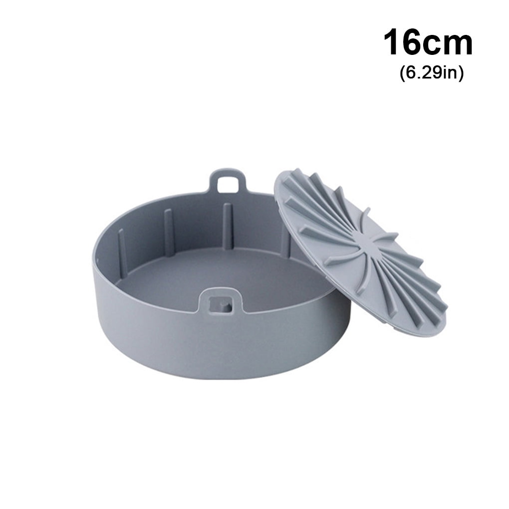 Friteuse à Air Chaud Pot en Silicone Résistant à la Chaleur Cuisine Grill Panier de Cuisson Réutilisable Épaissi Poulet Frit Outil de Remplacement 16cm Gris