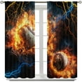 thumbnail image 2 of Sports Curtains for Teen Boys,Cool Flame Lightning Baseball Ball Sports Theme Prints Blackout Rod Pocket Window Treatments Drapes for Boys Girls Bedroom Nursery42x54in, 2 of 6