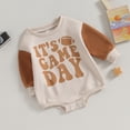 thumbnail image 5 of Okbabeha Newborn Baby Boy Girl Football Outfit Letter Print Long Sleeve Sweatshirt Romper Infant Cute Fall Winter Clothes, 5 of 7