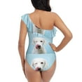 thumbnail image 5 of Gaeub Puppy Licks Nose Women's One Shoulder Ruffle Tummy Control Swimwear for Swimming Surfing Beach Party - Large, 5 of 8