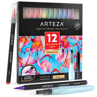 Arteza Roller Ball Pens, Black Ink, 0.5 mm Needle Point - 20 Pack