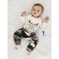 thumbnail image 5 of Miaouyo Infant Baby Boys Fall Pants Set 0 3 6 12 18 Months Long Sleeve Crew Neck Letters Print Romper with Camouflage Sweatpants and Hat, 5 of 9