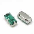thumbnail image 2 of 50pc Sew on Rhinestone Multi-strand Links Glass Rhinestone Garments Accessories Rectangle Platinum Med.Emerald 10.5x5.5x4mm Hole: 1mm, 2 of 2