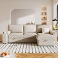 thumbnail image 5 of Modern Minimalist Polyester Sleeper Sectional Sofa 96.1Wx59.3Dx37.4H with Storage & Cup Holders, 5 of 26
