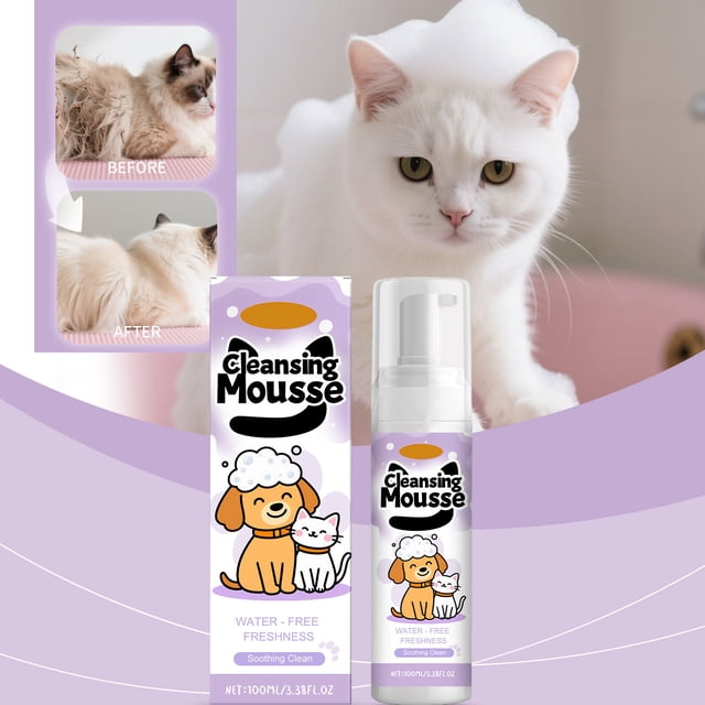 Pisexur Suministros para mascotas Pet No Rinses Cleansing Mousses Waterless Cleansing Foam Deodorizing Cleansing Easy To Use 100ml perros, gatos y animales.perros, gatos y animales