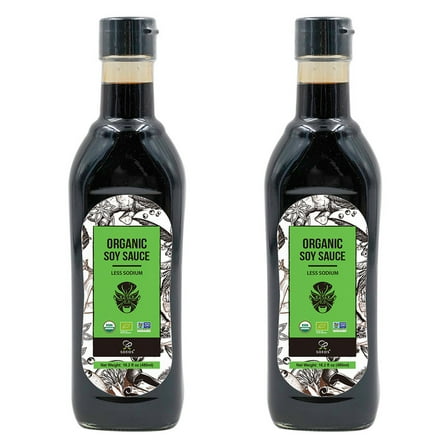 Soeos Organic Low Sodium Soy Sauce, 32.4 fl oz Total, Naturally Brewed, Less Salt, Rich Umami Flavor