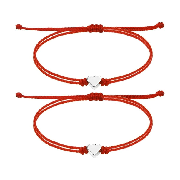 Pulsera de hilo rojo, pulsera roja para protección, pulseras de corazón a juego, pulseras de la amistad para adolescentes, pulseras para madres, hijas, parejas, hermanas y amigas