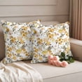 thumbnail image 2 of Orange Spring Floral Outdoor Waterproof Pillow Covers, Watercolor Blooming Botanical Summer Decorative Square Throw Pillowcase Sofa Cushion Sham for Patio/Couch/Chair, 26"x26" 2 Pack, 2 of 8