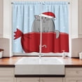 thumbnail image 2 of Ambesonne Christmas Kitchen Curtains, Cat on Full Santa Sack, 55"x45", Vermilion Pale Blue, 2 of 3