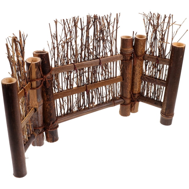 GARVALON 1Set Miniature Fence for Crafts Micro Landscape Decor Brown 14.93X8.84X0.90in