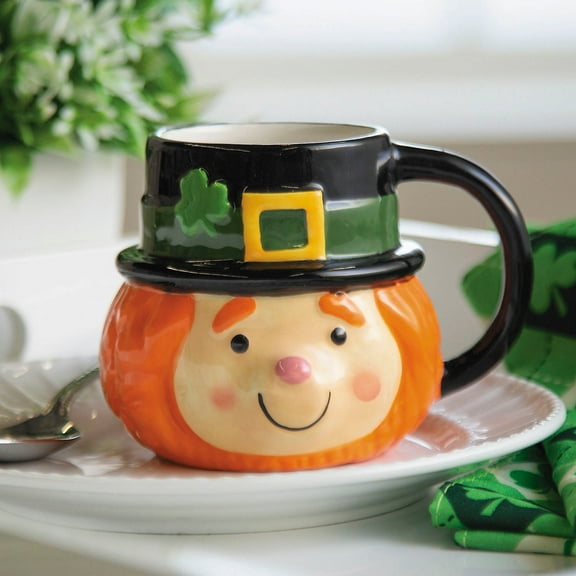 Fun Express 3 3/4" x 3 1/2" 12 oz. St. Patrick’s Day Leprechaun Resuable Ceramic Mugs - 4 Pieces
