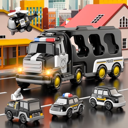 LUCKY DOUG POLICE TRUCK TOYS FOR 2-6 YEARS OLD BOYS, TODDLERS BOYS TOYS, POLICE CAR TOYS, GIFTS FOR BOYS AGES 2+
