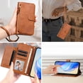 thumbnail image 3 of Funda para Motorola Edge 40 Neo 5G con cremallera tipo cartera, tarjetero, marco de fotos, soporte y cordón, de piel sintética. marrón, 3 of 5