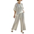 thumbnail image 2 of VBVC Women's Striped Batwing Sleeve 2 Piece Set , Beach Vacation Outfit For Women , Ladies' Wide Leg Pants Tracksuit with Pockets,White,S-5XL, 2 of 5
