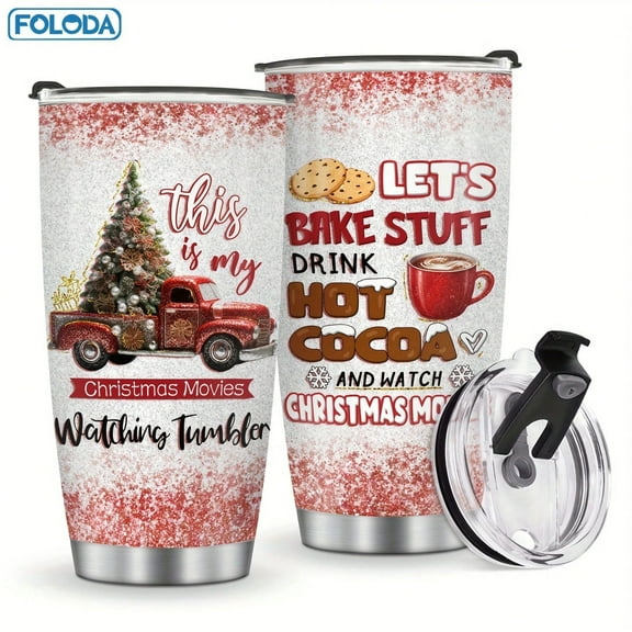 Foloda 1pc Christmas Tree Gifts, Christmas Red truck Gift, Christmas Movie Gift Tumbler Stainless Steel Insulated Coffee Mug 20oz Chritsmas Travel Tumbler Birthday Chritsmas for Women Men Christmas D