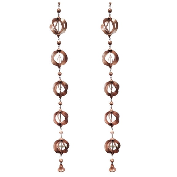 2X Rain Chain Circular Wind Chime Rain Chain for Gutter Decorative Rainwater Collection Chain with Bells
