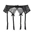 thumbnail image 6 of Sexy Lace Garter Belts Panties Printing Stockings for Women's 3 Piece Lingerie Set Black, 6 of 7