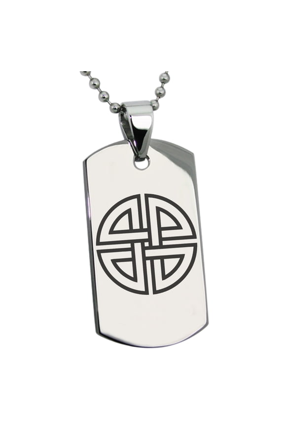 Stainless Steel Shield Knot Viking Norse Rune Engraved Dog Tag Pendant Necklace