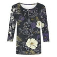 thumbnail image 5 of Jsaierl Womens Tops 3/4 Sleeve Shirts Round Neck Loose Casual Blouses Floral Print Tshirts, 5 of 6