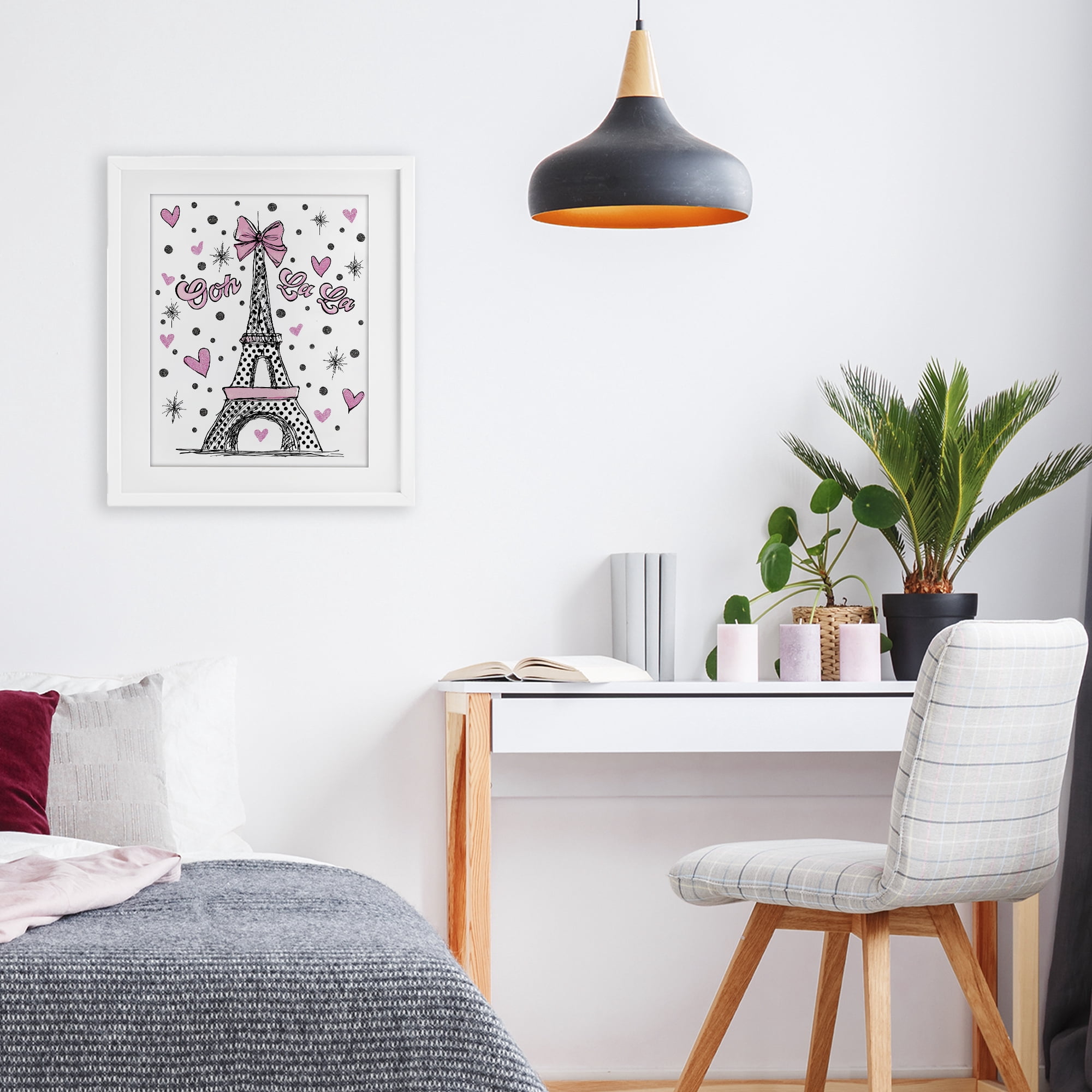 Stupell Industries Ooh La La Polka Dots Eiffel White Framed Print Under Glass, design by Jess Stempel