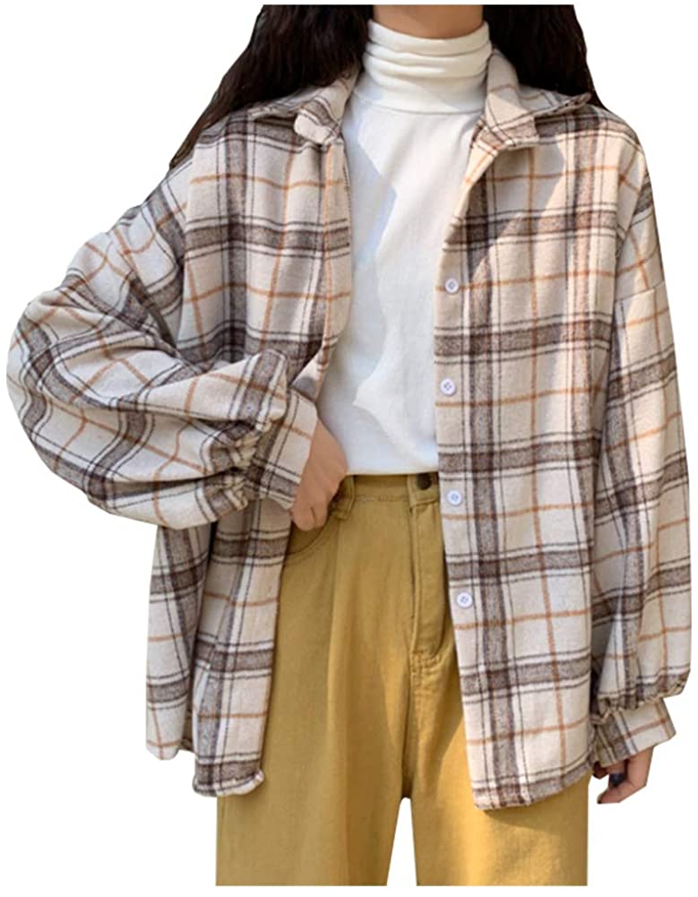Women's Flannel Plaid Shirts Oversized 