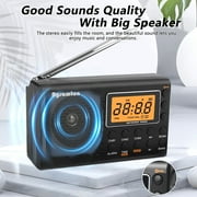 Portable Radio, EEEkit Battery Operated Radio with Big Speaker, Great Reception, Backlight Display, Compact Transistor Radios Player for Emergency, Indoor Outdoor, Gift for All Ages
