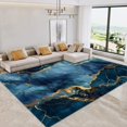 thumbnail image 1 of Washable Rug Modern Area Rug 3x5 ft Marble Blue Appearance Low Pile Bedroom Rug, Living Room Rug No Shedding Large Area Rug Lightweight Machine Washble Rug for Home, 1 of 1