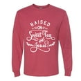 thumbnail image 2 of Wild Bobby Raised on Sweet Tea and Jesus Inspirational/Christian Men Long Sleeve Shirt, Vintage Heather Red, Small, 2 of 5