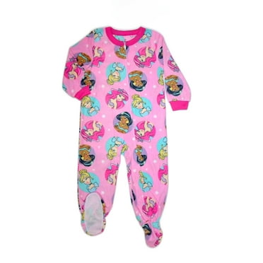 Disney Princess Toddler Girl's Pink Soft Fleece Character Footed Pajama Sleeper (Size 4T)