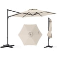 thumbnail image 1 of Gymax Parasol Déporté d'Extérieur de 10 Pi avec Rotation à 360 Degrés, Évent, Base Croisée Incluse, Terrasse, Beige, 1 of 7