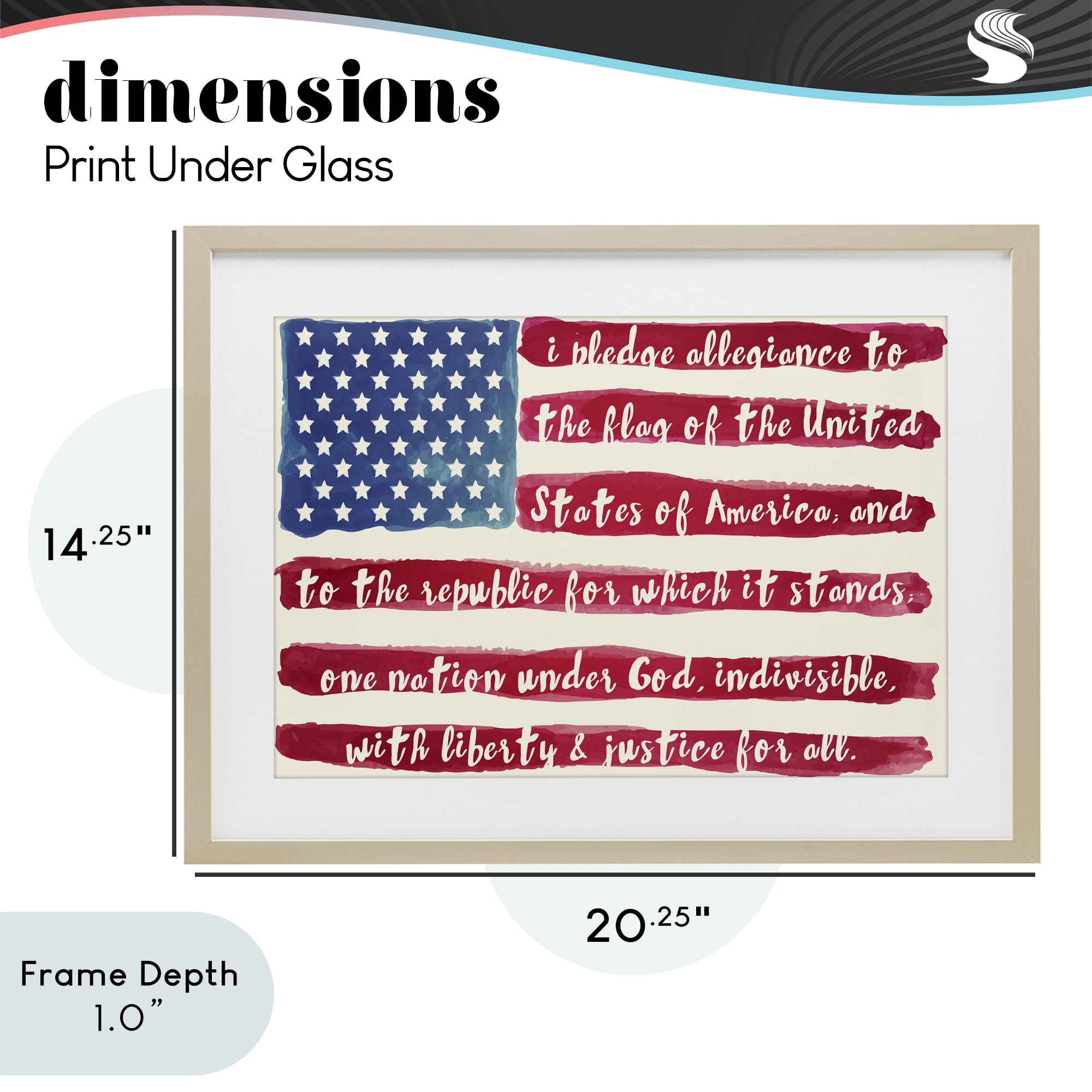 Stupell Industries Pledge Of Allegiance Flag Stripes Birch Framed Print Under Glass, design by Sophie 6