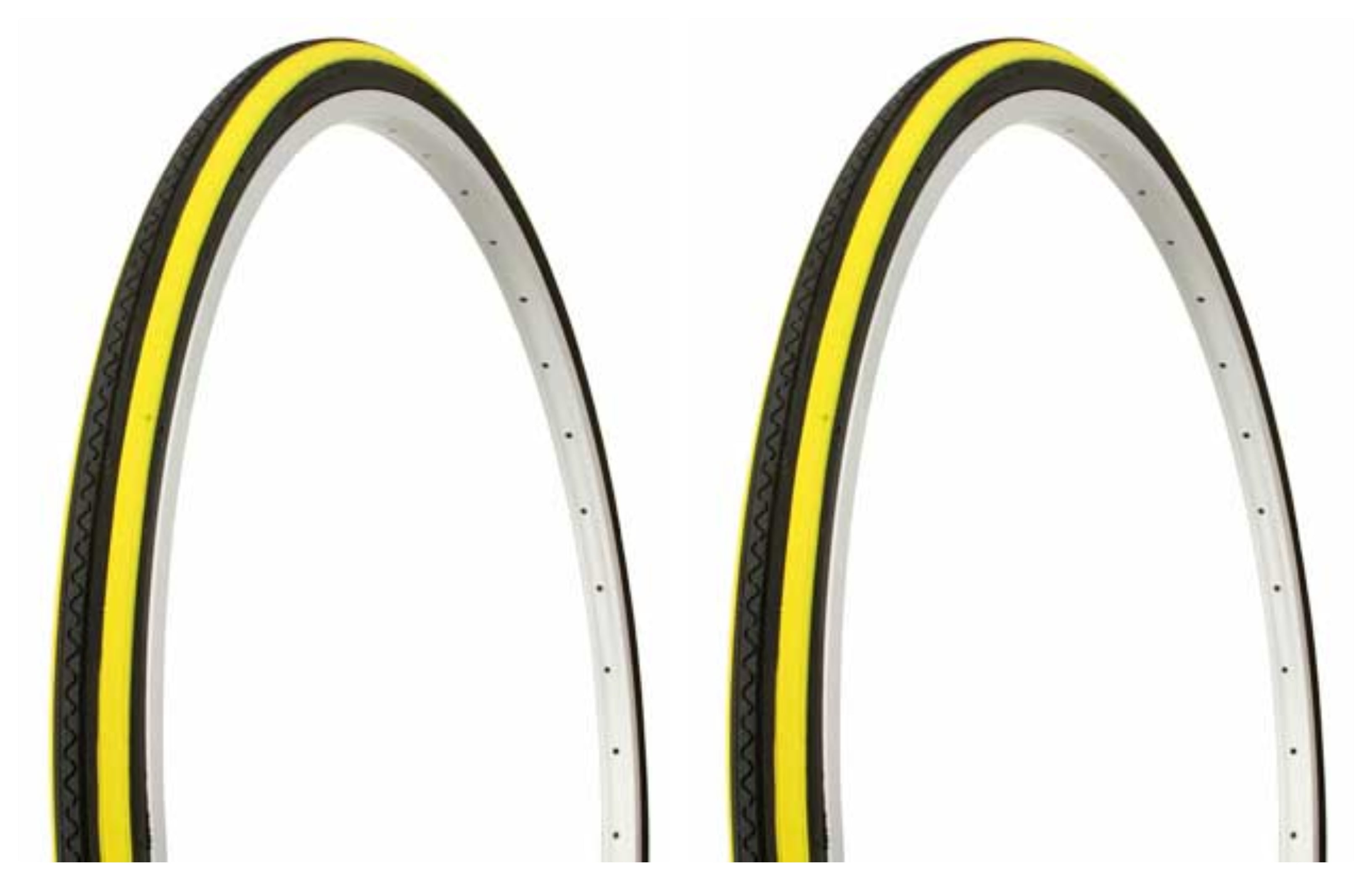 Tire set. 2 Tires. Two Tires Duro 27" x 1 1/4" Black Yellow Shoulder