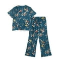 thumbnail image 4 of Abcomgle Girls Lounge Sets Size 10-12 Girls 2 Piece Outfits Vintage Floral Print Short Sleeve Tshirts and Wide Leg Pants Set Cute Preppy Girls Outfits,7-8 Years, 4 of 4