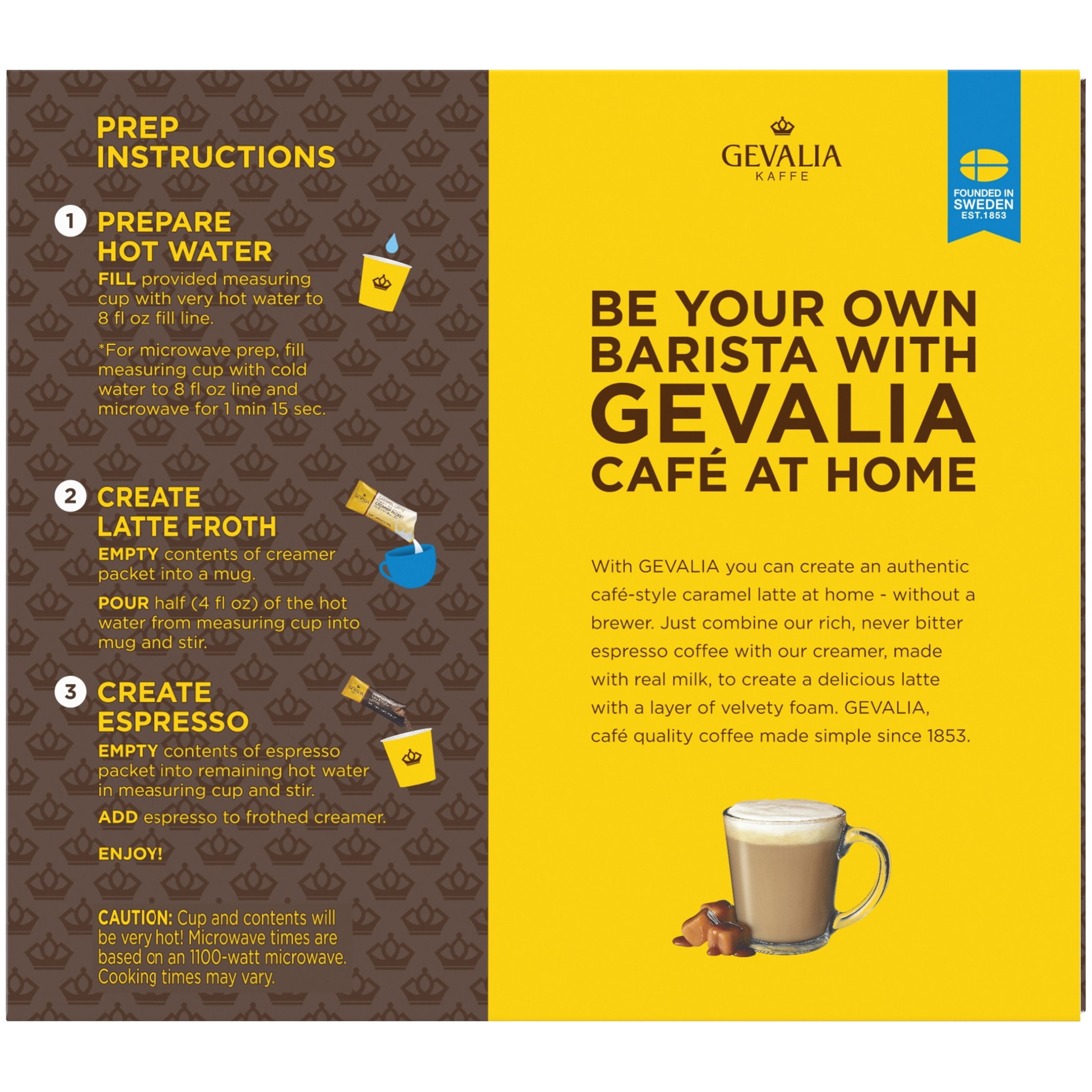 Gevalia Cafe at Home Caramel Latte Instant Coffee Specialty Beverage Blend Kit, 5 ct Box