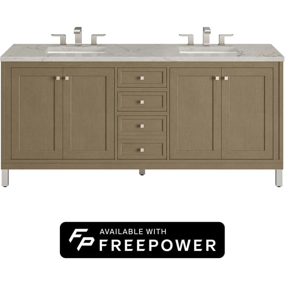 James Martin Vanities 503-V72-WLW-FVSL Chicago 72" Free Standing Double Basin Poplar Wood
