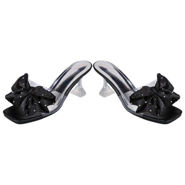unbranded 1Par Sandalias De Tacón Con Moño Black Para Mujer Sofisticadas Y Cómodas Para Usar