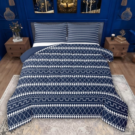 Feelyou Teen Abstract Ombre Twin Comforter Sets Blue Modern Rectangle Bedding Set 2pcs