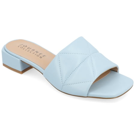 

Journee Collection Womens Elidia Slip On Block Heel Vegan Leather Sandals