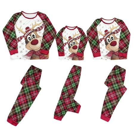 

Dezsed Christmas Pajamas for Family Woman Christmas Fashion Cute Christmas Elk Print Top Pants Suit Family Parent-child Wear Mom