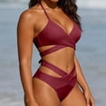 thumbnail image 2 of Afdoent Women's Bikini Sets Two Piece High Waisted Push Up Swimsuit Wrap 2 Piece Bathing Suit Beachwear, 2 of 8