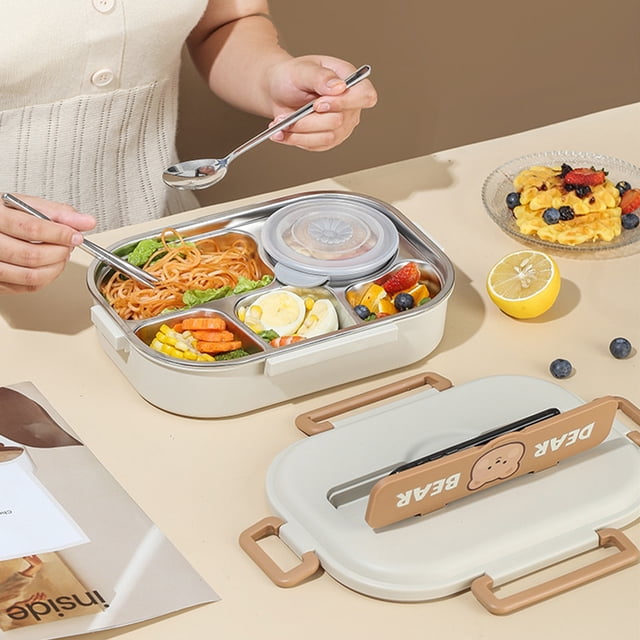 Loncheras Caja Bento de acero inoxidable 304, caja térmica para almuerzo de 4 rejillas, vajilla (fiambrera)
