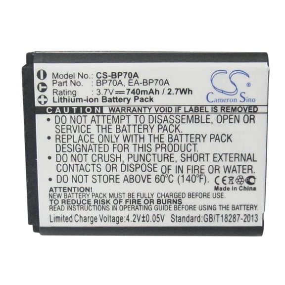 740mAh SLB-70A BP-70A EA-BP70A BP-70EP Battery for Samsung ST93 ES70 ST61 PL171 ST91 PL201
