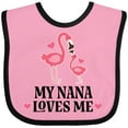 thumbnail image 3 of Inktastic Nana Loves Me Girl Flamingo Girls Baby Bib, 3 of 4