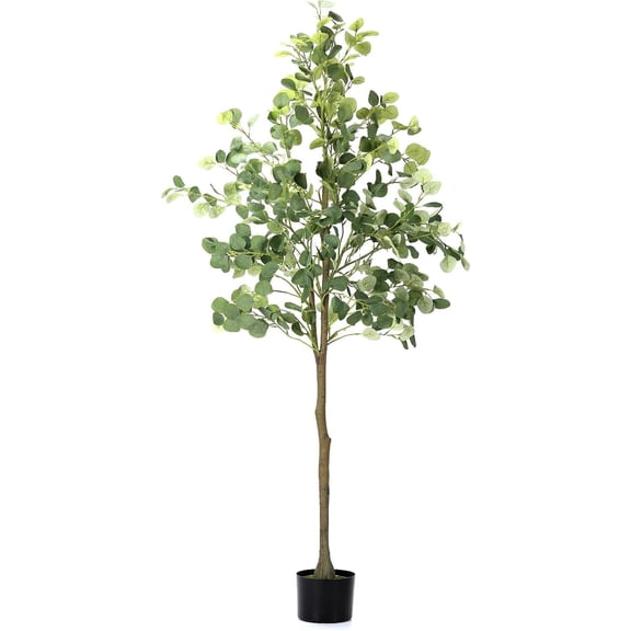 6-foot artificial eucalyptus tree, tall artificial plant, indoor potted artificial eucalyptus silk plant, large tropical artificial plant, suitable for bedroom, office, living room, and outdoor decor