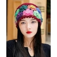 thumbnail image 3 of YooGuoGuo Crochet Beanie Hat for Women Men Y2k Floral Boho Knitted Beanie Cotton Flower Patterned Slouchy Skull Cap Lace Head Wrap, 3 of 7