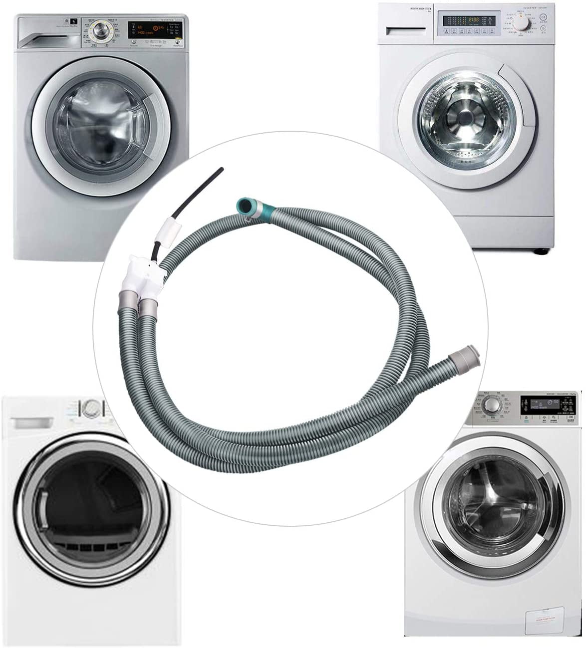 Washing Machine Drain Hose Assembly, Gray Plastic